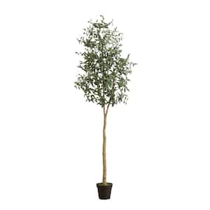 96 in. Green Artificial Olive Tree in Nursery Pot