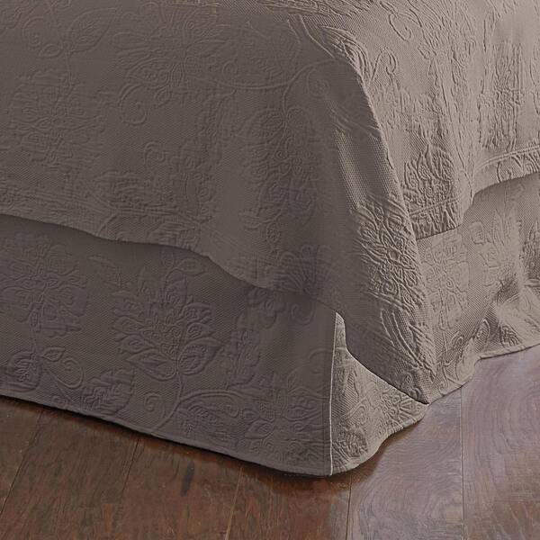 The Company Store Putnam Matelasse 14 in. Stone Cotton Full Bed Skirt