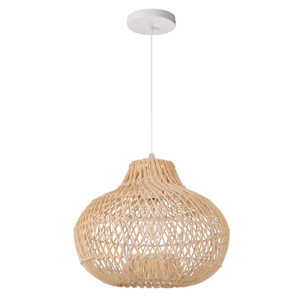 60-Watt 1-Light Natural Handwoven Rattan Pendant Light with Spherical Shade, No Bulbs Included, 14 in. price history on PriceWatchPro