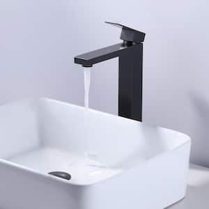 Single Handle Single Hole Bathroom Faucet with Drain Kit and Supply Lines included in Black and Gold