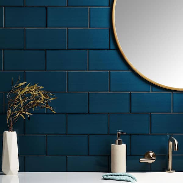 Gondola Marine Blue 3.93 in. x 7.87 in. Polished Ceramic Wall Tile (10.76 sq. ft./Case)