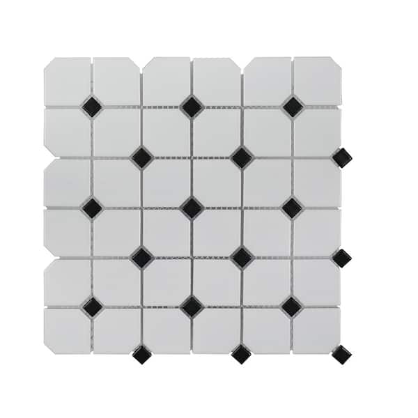 Jeffrey Court Segment White/Black 11.75 in. x 11.75 in. x 6 mm Geometric Glossy Porcelain Wall & Floor Mosaic Tile(0.958 sq. ft./Each)