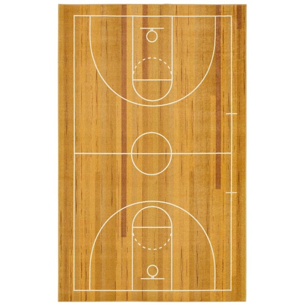 Mohawk Home Basketball Court Tan 5 ft. x 8 ft. Contemporary Area Rug 065360  - The Home Depot