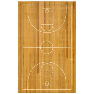 Basketball Court Tan 3 ft. 4 in.x 5 ft. Contemporary Area Rug