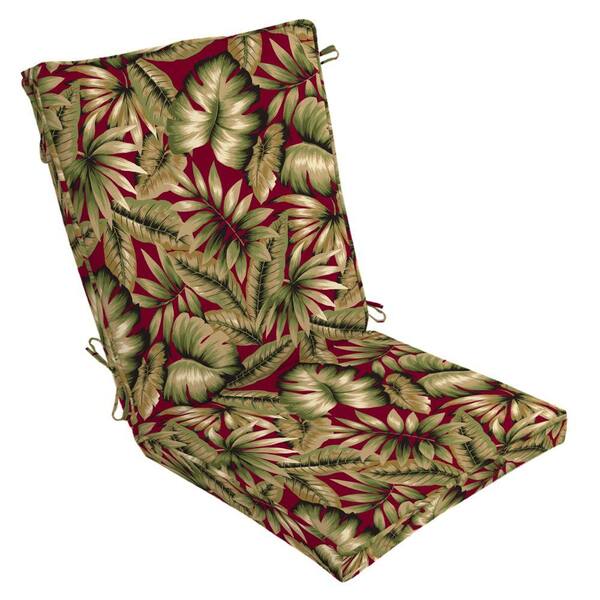 Hampton Bay Chili Tropical Welted High Back Outdoor Chair Cushion