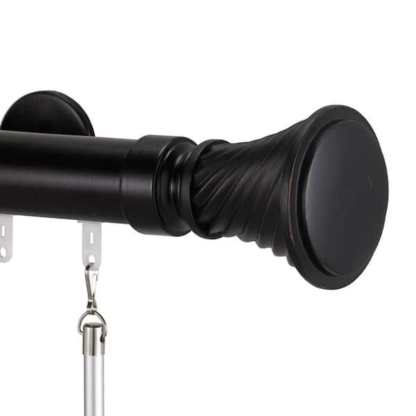 Art Decor Tekno 40 96 in. Traverse Rod in Black with Elfin Finial
