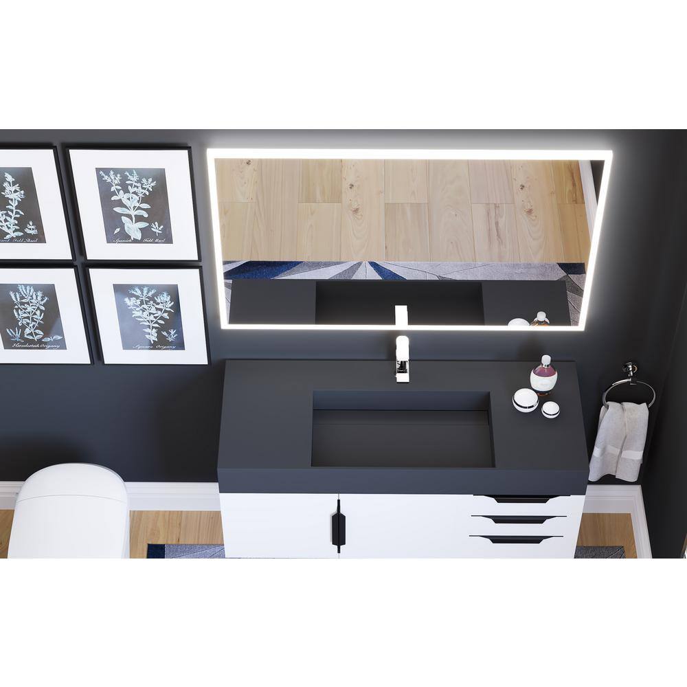 Elegante 48" Frameless Smart LED Wall Vanity Mirror in Silver