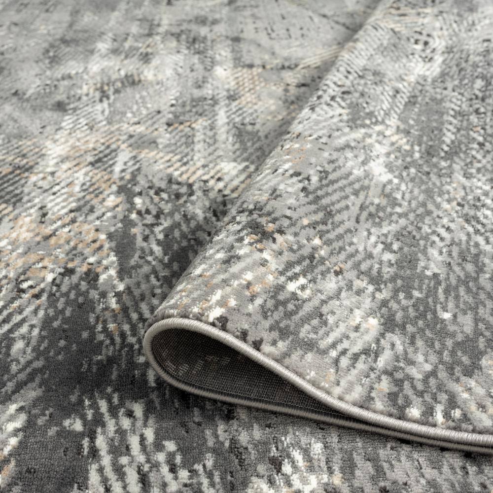 Gray and Black Abstract Rectangular Synthetic Area Rug