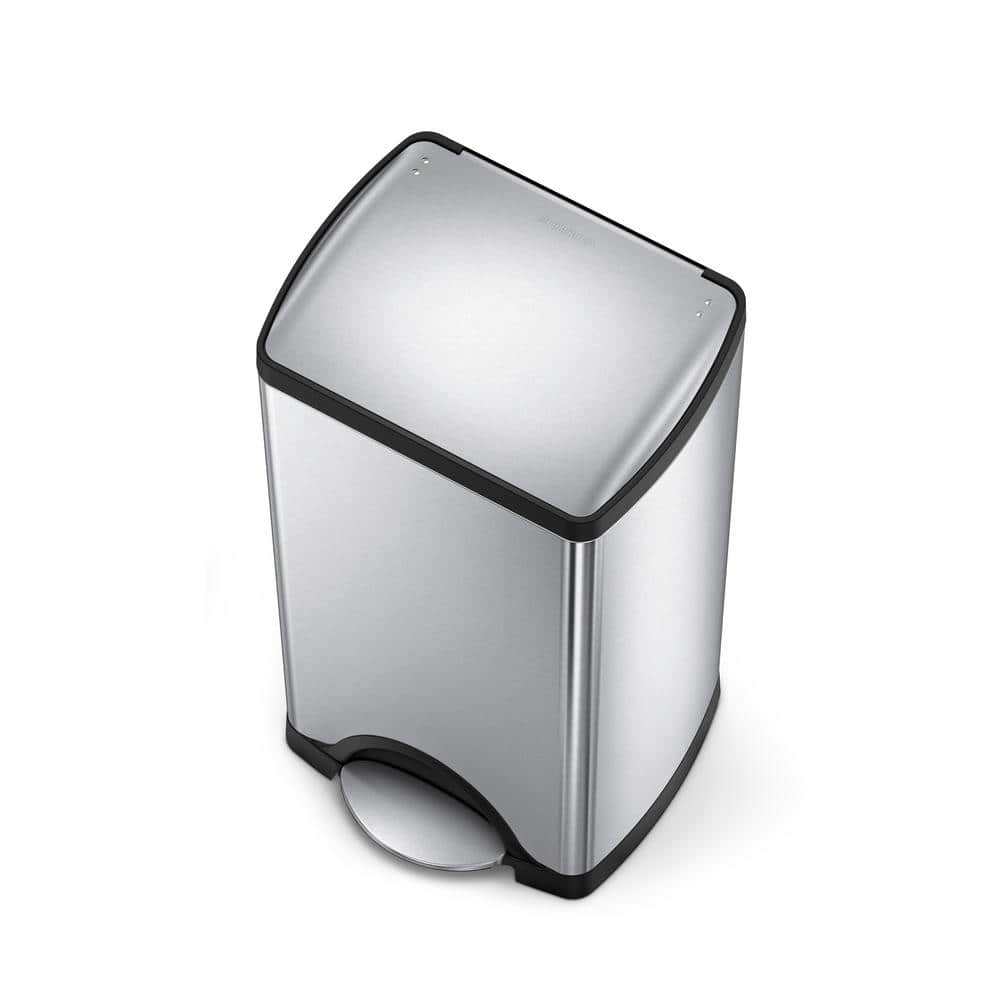 30L Silver Stainless Steel Rectangular Step Trash Can
