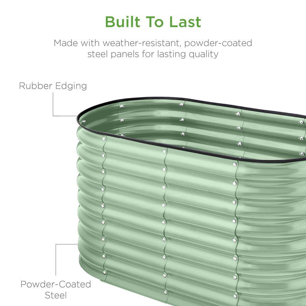 Sage Green Powder-Coated Steel Outdoor Raised Garden Bed