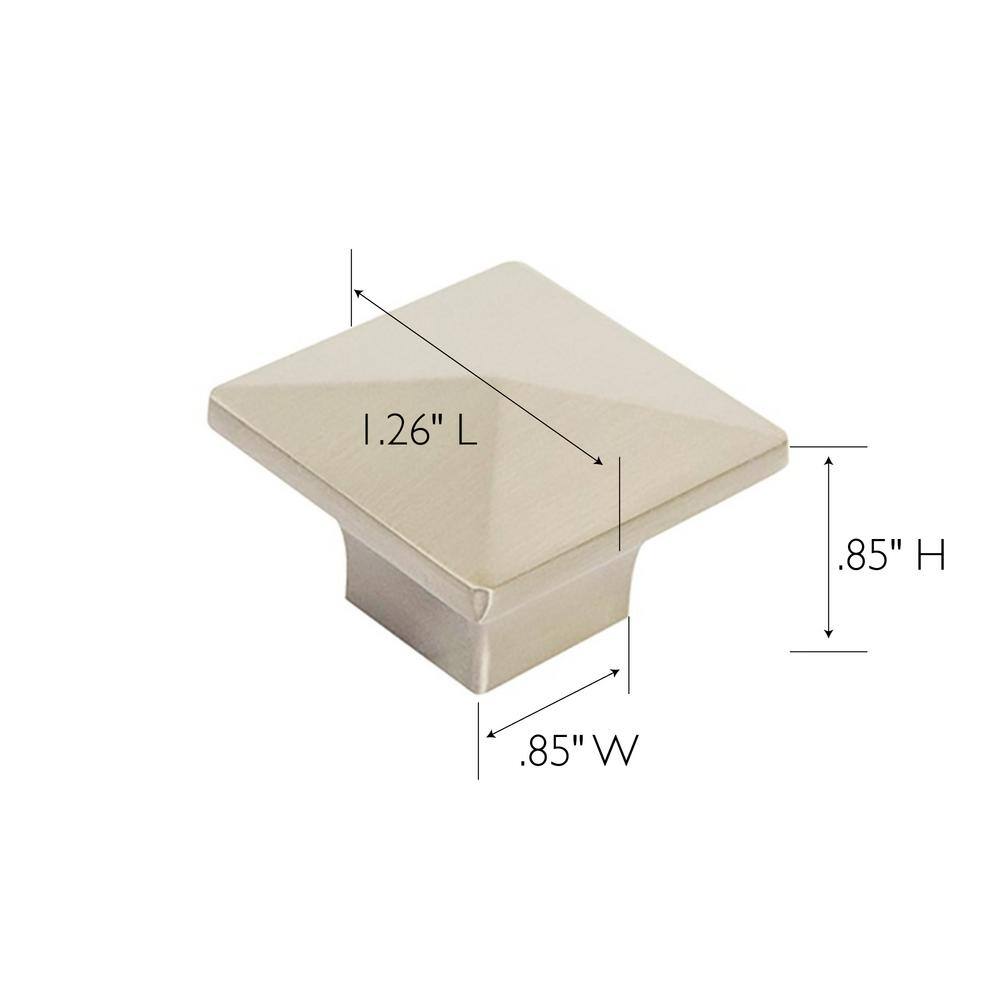 Brushed Nickel Square Cabinet Knob 10-Pack with Mounting Hardware