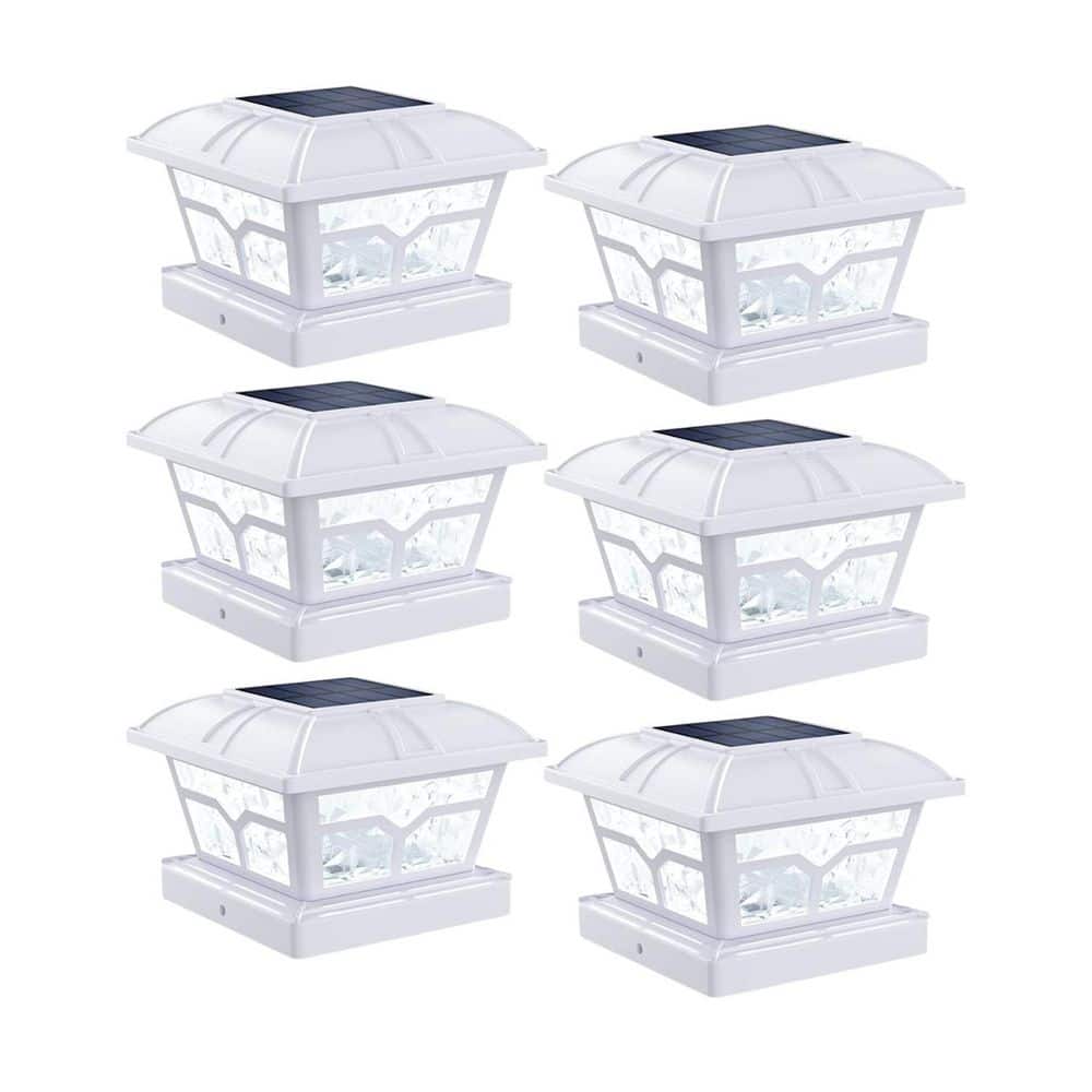 Solar Powered ABS Post Cap Lights Outdoor 2-Color Modes 8-LEDs for 4x4 5x5 6x6 Fence Deck Patio Decoration 6-Pack price history on PriceWatchPro