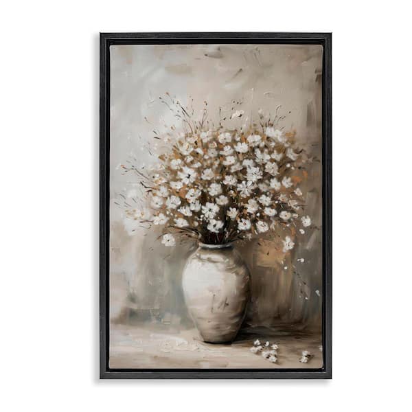 Stupell Industries Vintage Still Life Bouquet by LSR Design Studio Black Floater Frame Nature Graphic Art Print 31 in. x 21 in.
