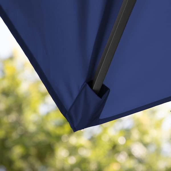 Vries 8 ft. Steel Cantilever Crank Tilt And 360 Square Patio Umbrella in Blue