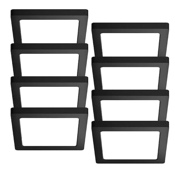 8-PACK 8.4 in. 18W 900LM Black Square 3000K-5000K Selectable Integrated LED Flush Mount Light Ceiling Light