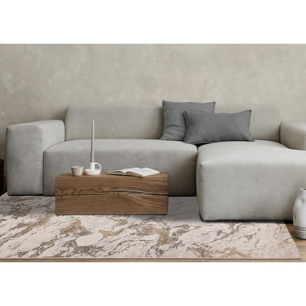 Sereni Collections 5 ft. x 8 ft. White Distressed, Organic Indoor Area Rug