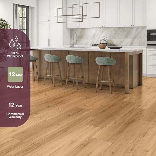 Elland Road Elm 12 mm T x 8 in. W Waterproof Laminate Wood Flooring(15.94 sq. ft./Case)