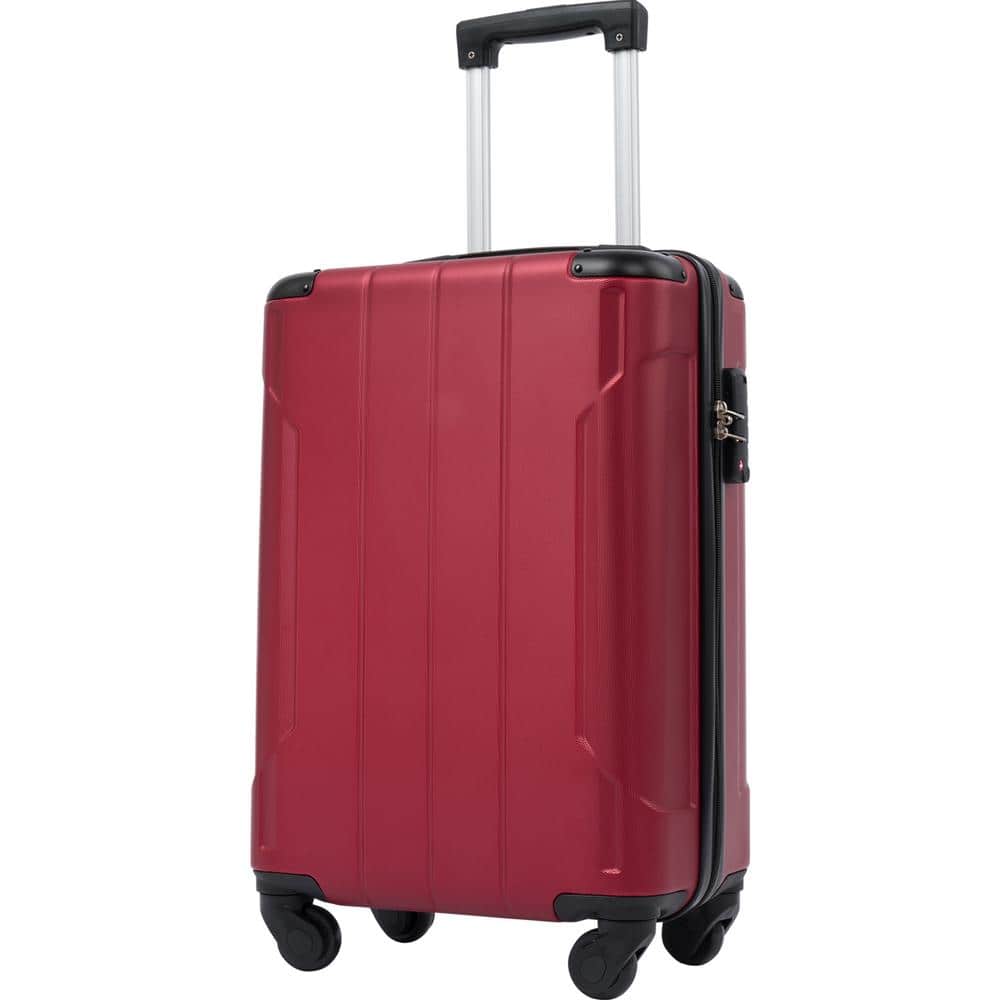 Aoibox 20 in. Red Lightweight Hardshell Luggage Spinner Suitcase with ...