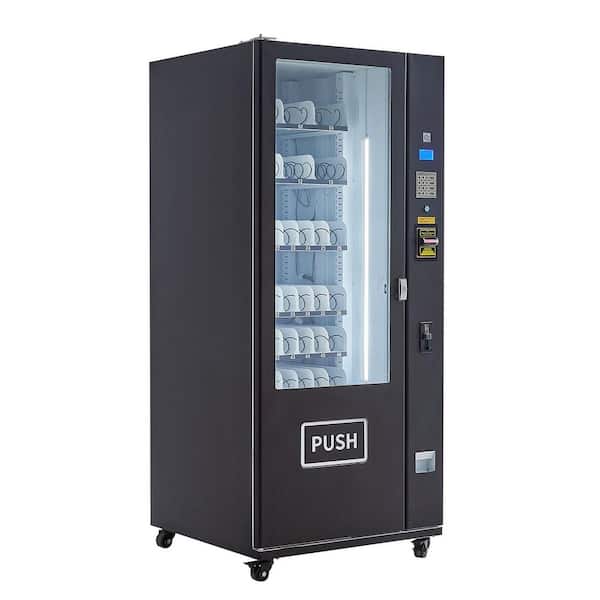 Refrigerated Combo Vending Machine, 36-Slots, with ICT Bill/Coin Acceptor, 6-layer 15 cu. ft. for Office, School, Black