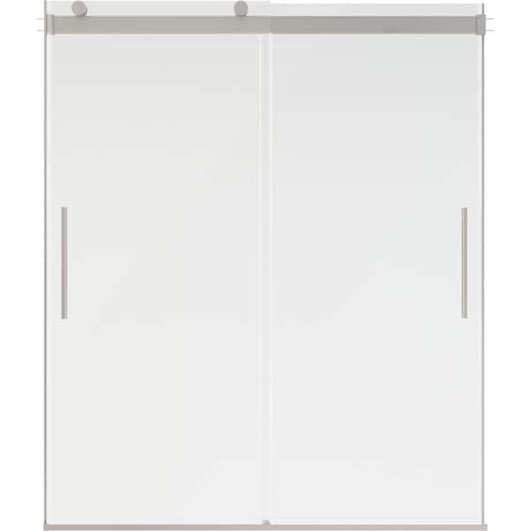 Classic 500 55-3/8 to 59-3/8 in. W x 71 in. H Frameless Sliding Shower Door in Nickel with 5/16 in. Clear Glass