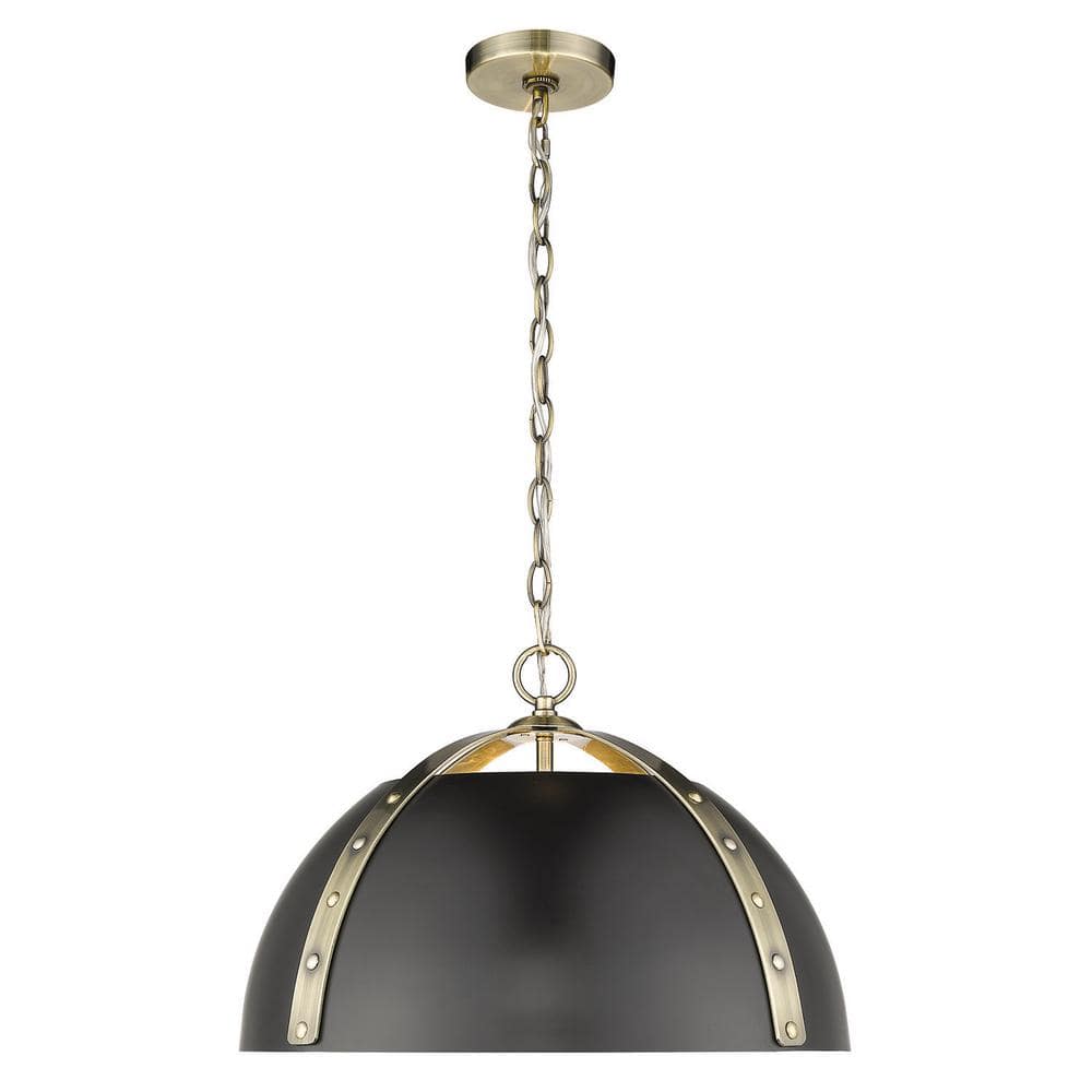 Aldrich Transitional 3-Light Pendant in Aged Brass and Matte Black