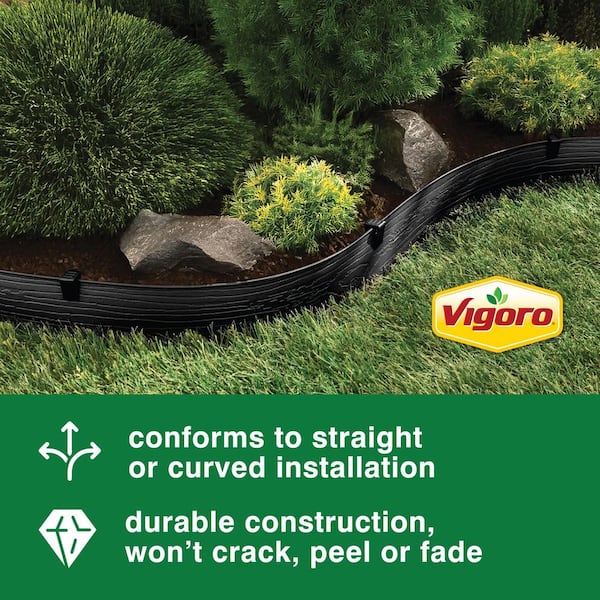 Vigoro 20 ft. Black Composite Edging with Stakes 55420 - The Home