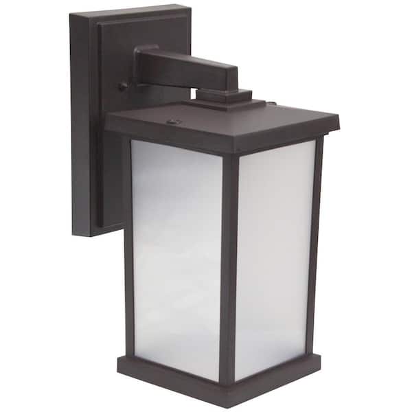 SOLUS 14.4 in. x 6.4 in. Bronze LED Square Composite Outdoor Wall Lantern Sconce with 3000K LED Lamp with Frost Acrylic Lens