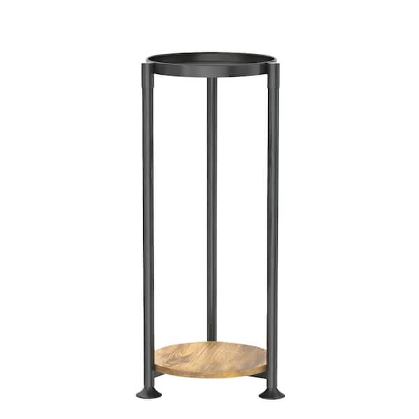 2-Tier (11.1 in. W x 29.5 in. H) Black Indoor Plant Stand, Sturdy Metal Heavy Duty Rack for Narrow Space and Big Planter