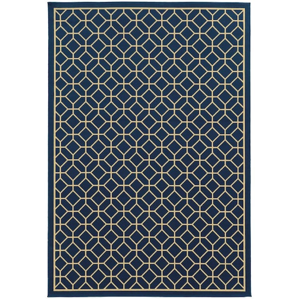 Home Decorators Collection Sand Navy  Doormat 3 ft. x 5 ft. Indoor/Outdoor Patio Area Rug