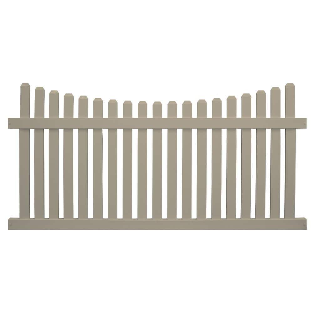 Weatherables Richmond 5 ft. H x 8 ft. W Khaki Vinyl Picket Fence Panel