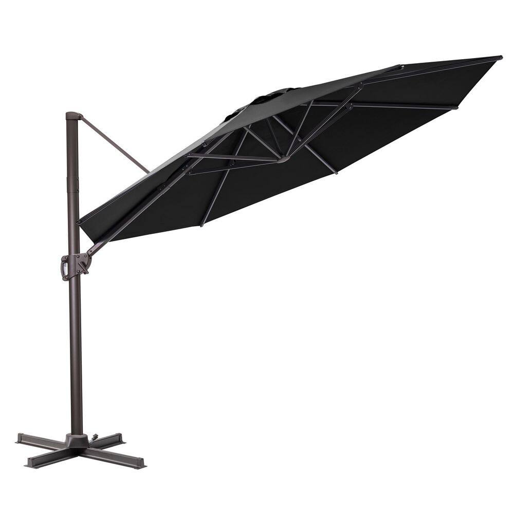 11 ft. x 11 ft. Patio Cantilever Umbrella, Heavy-Duty Frame Round Umbrella in Black price history on PriceWatchPro