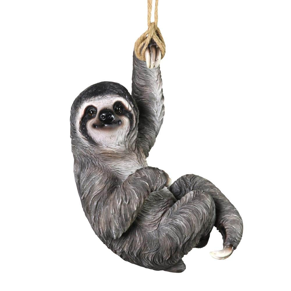 Exhart 7 in. x 14 in. Sloth Hanging on a Rope By 1-Hand Garden Statue ...