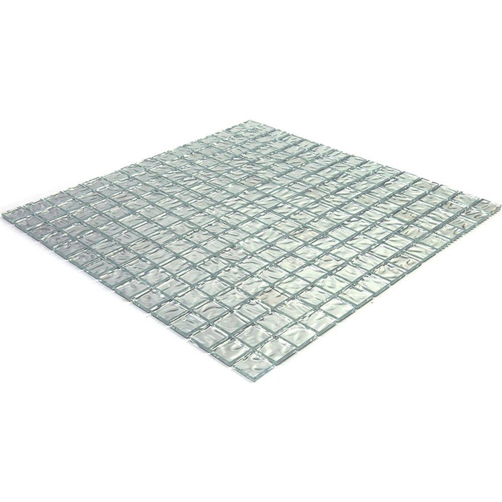 Silver 12'' x 12'' Glossy Glass Mosaic Wall and Floor Tile