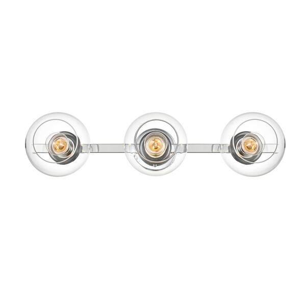 Simply Living 27 in. 3Light Modern Chrome Vanity Light with Clear
