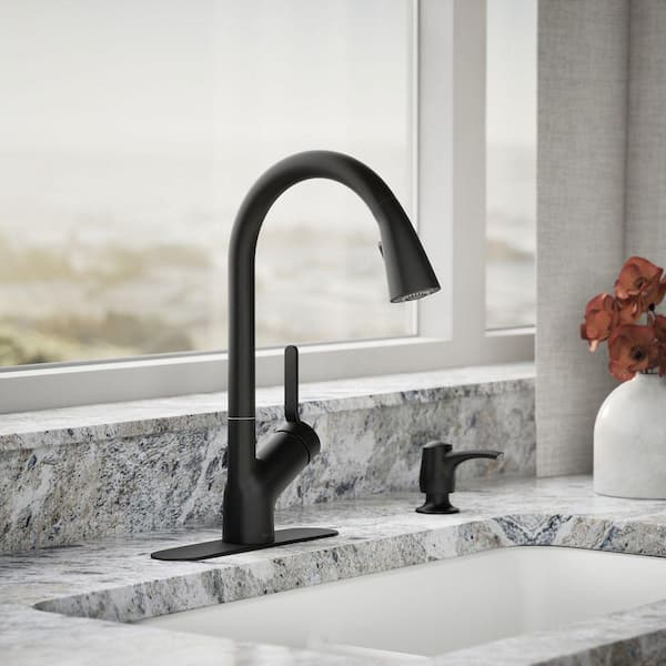 Setra Single-Handle Pull-Down Sprayer Kitchen Faucet in Matte Black