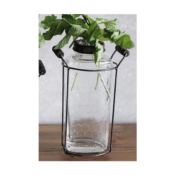 3R Studios Dahlia 9.5 in. Glass and Metal Decorative Vase