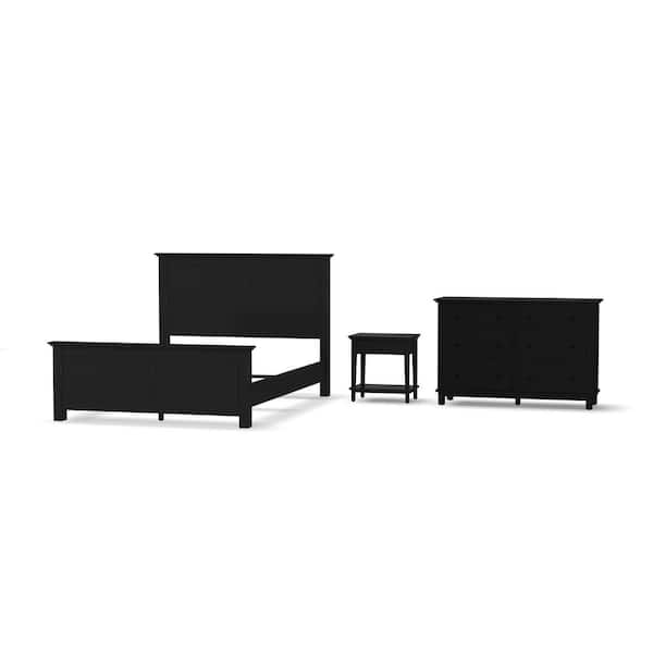 HOMESTYLES Oak Park 3-Piece Black Queen Bedroom Set