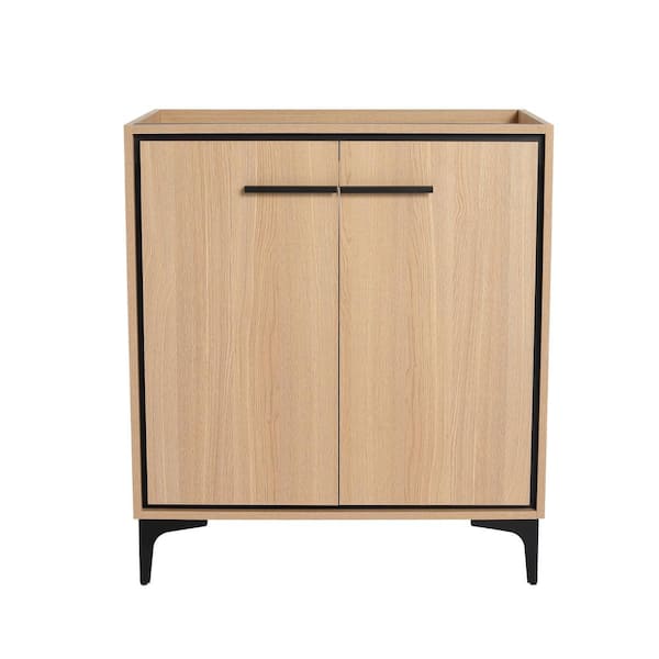 Unbranded 29.13 in. W x 17.91 in. D x 33.07 in. H Engineered Wood Oak Bath Vanity Cabinet without Top with 2 Soft Closing Doors