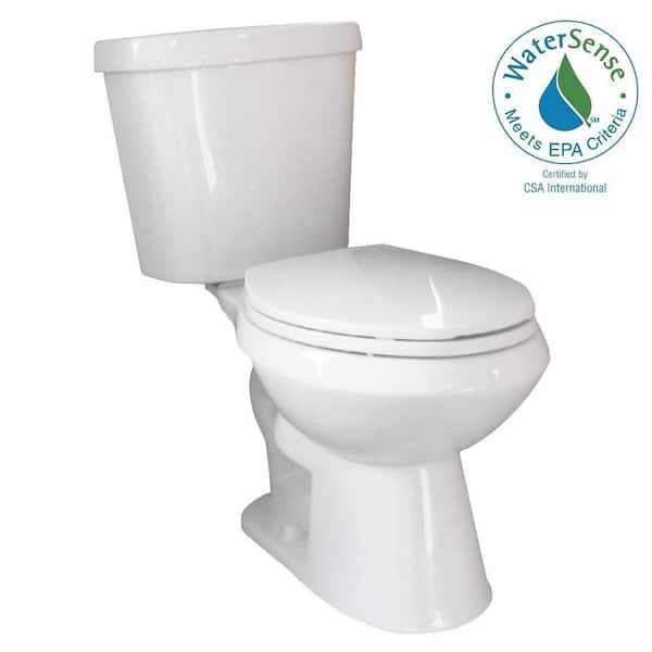 Glacier Bay 2-piece 1.28 GPF High-Efficiency Dual Flush Elongated Toilet in White