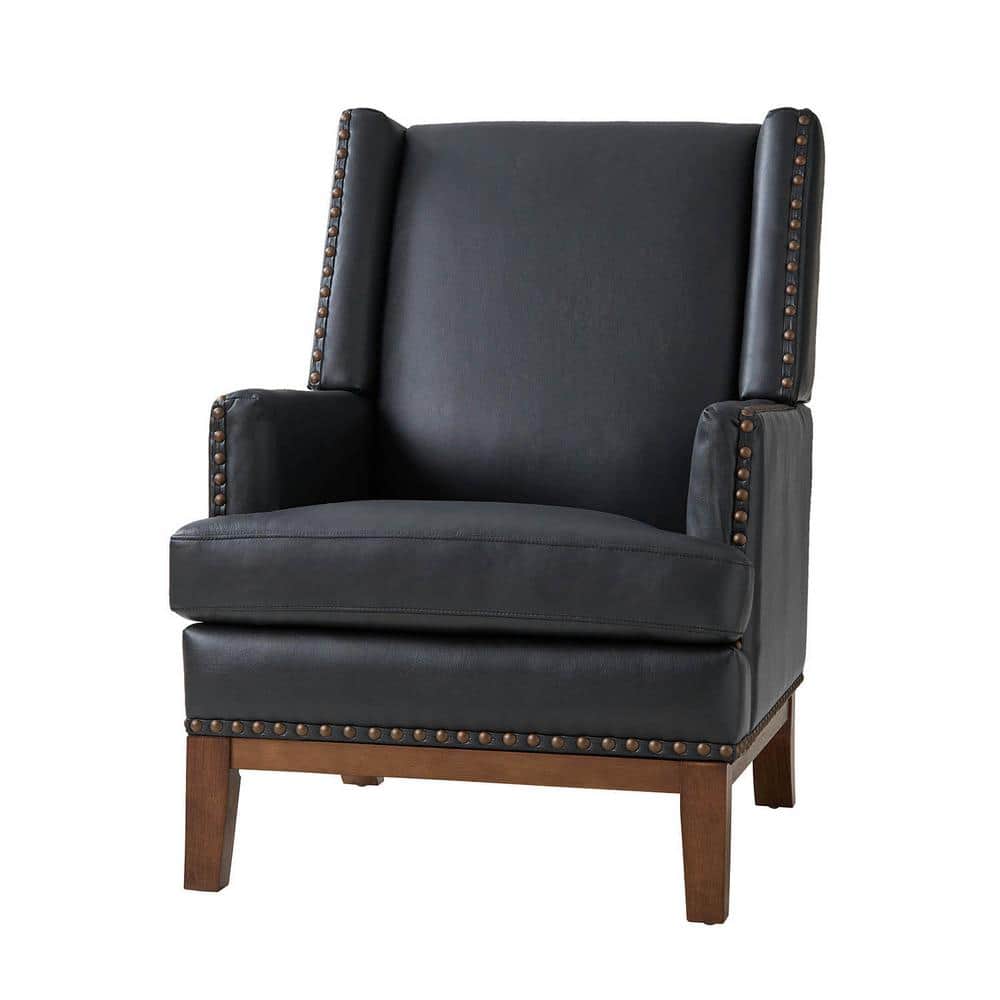 JAYDEN CREATION Lourdes Genuine Leather Arm Chair with Solid Wood Frame and Removable Seat