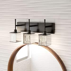 18.5 in. 3-Light Black Bathroom Vanity Light with Shades