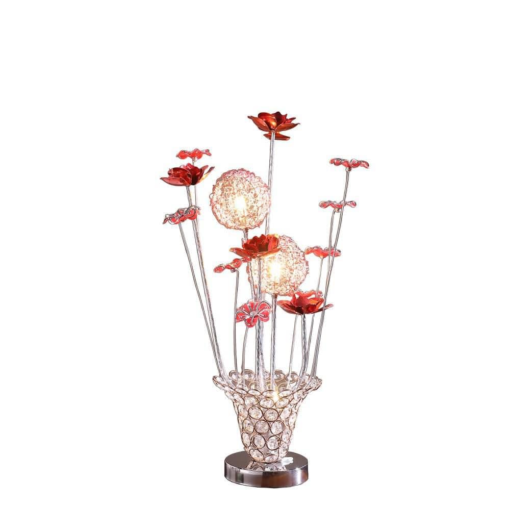 20 in. Pink Aluminum and Acrylic Flower Bud Table Lamp, Artistic Statement Piece for Living Room and Bedside Decor price history on PriceWatchPro