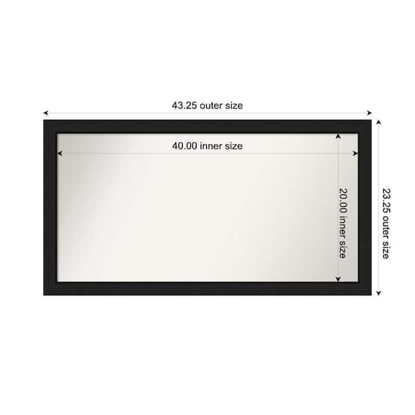 Amanti Art Midnight Black Narrow 43.25 in. x 23.25 in. Custom Non-Beveled Wood FramedBathroom Vanity Wall Mirror