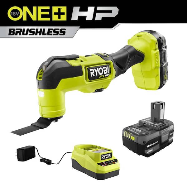 RYOBI ONE+ HP 18V Brushless Cordless Oscillating Multi-Tool Kit with 2.0 Ah Battery, Charger, and 4.0 Ah Battery