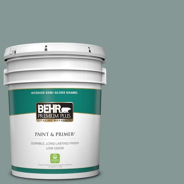 BEHR PREMIUM PLUS 5 gal. #T18-15 In The Moment Semi-Gloss Enamel Low Odor Interior Paint & Primer