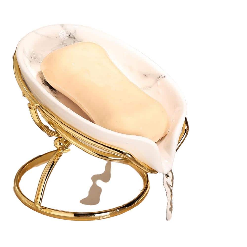 Countertop Soap Holder Self Draining (Leaf Shape) or Bathroom, Easy Cleanin