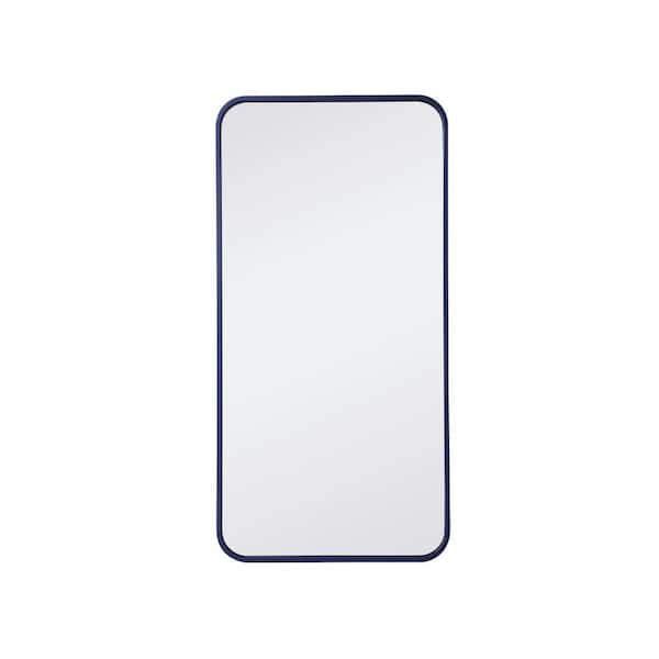 Unbranded Timeless Home 36 in. H x 18 in. W Blue Modern Soft Corner Rectangular Wall Mirror