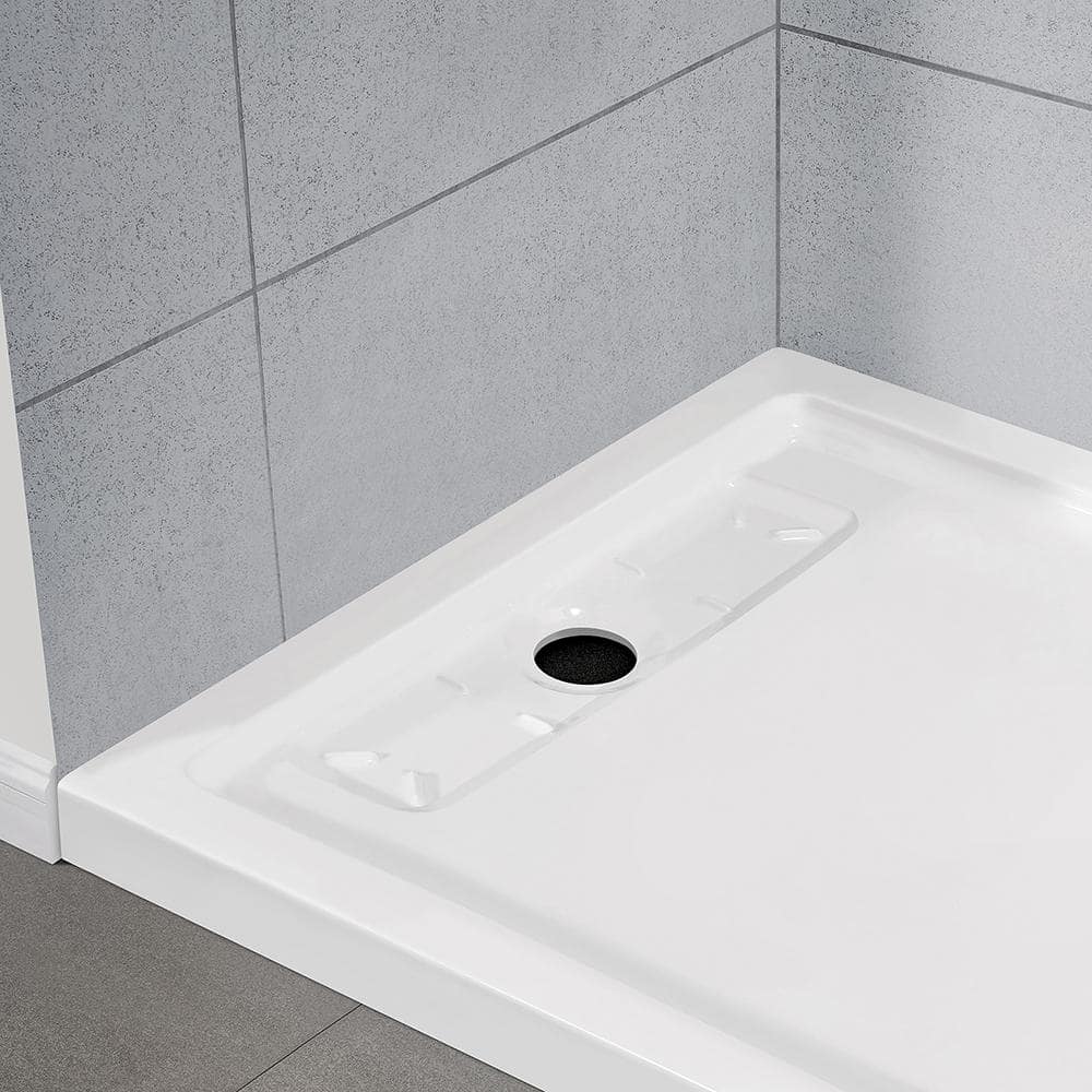 White Acrylic 72x36 Rectangular Shower Base with Hidden Drain