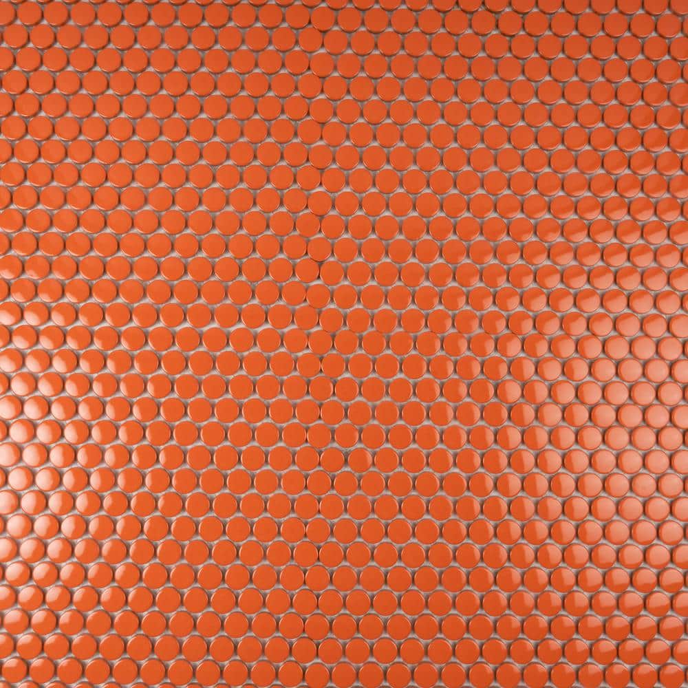 Cirkel 12.4'' Orange Glossy Porcelain Mosaic Tile Sheet