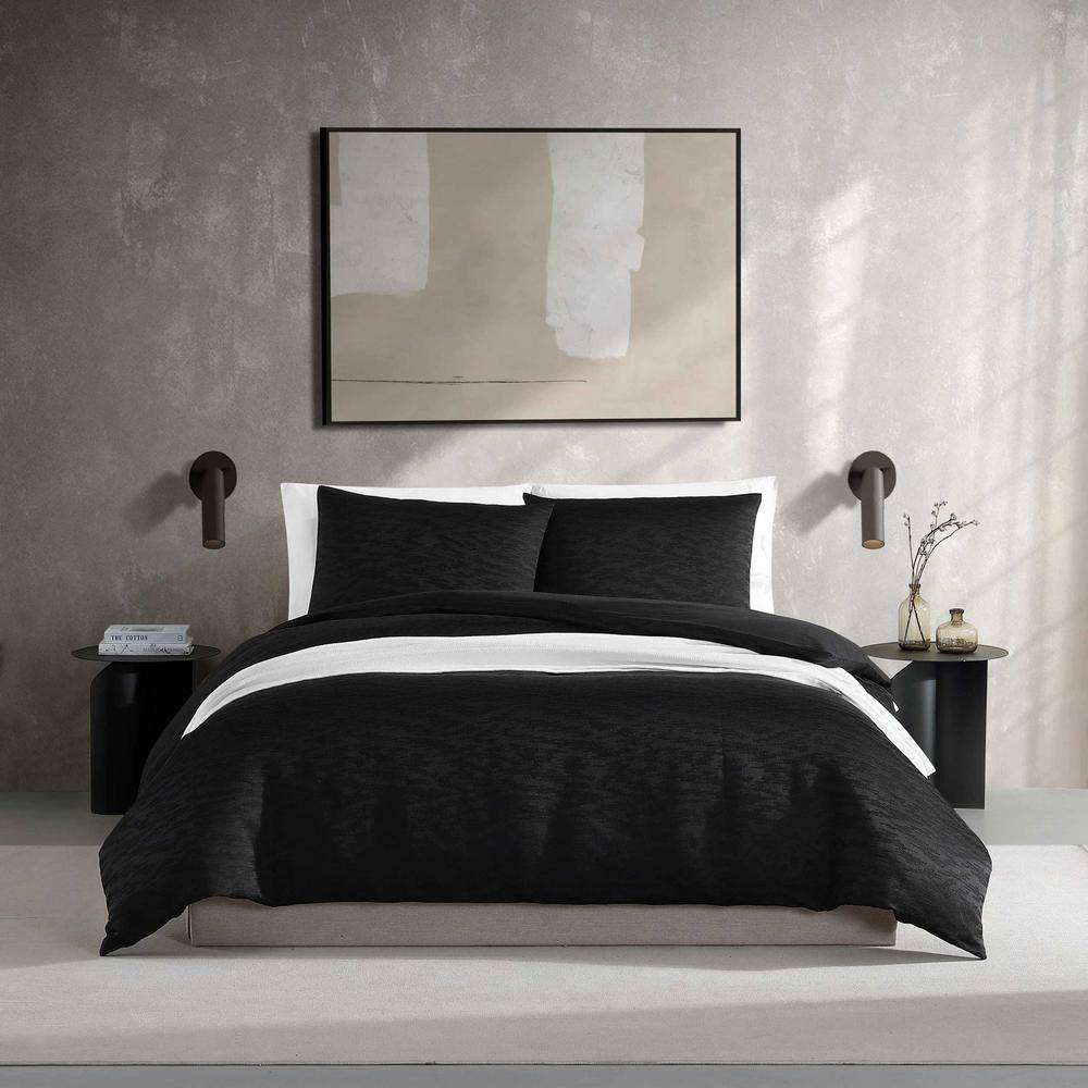 Black Organic Microfiber Reversible Queen Comforter Set